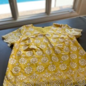 Talbots 16W - Bright Yellow with White Stitching summer shirt